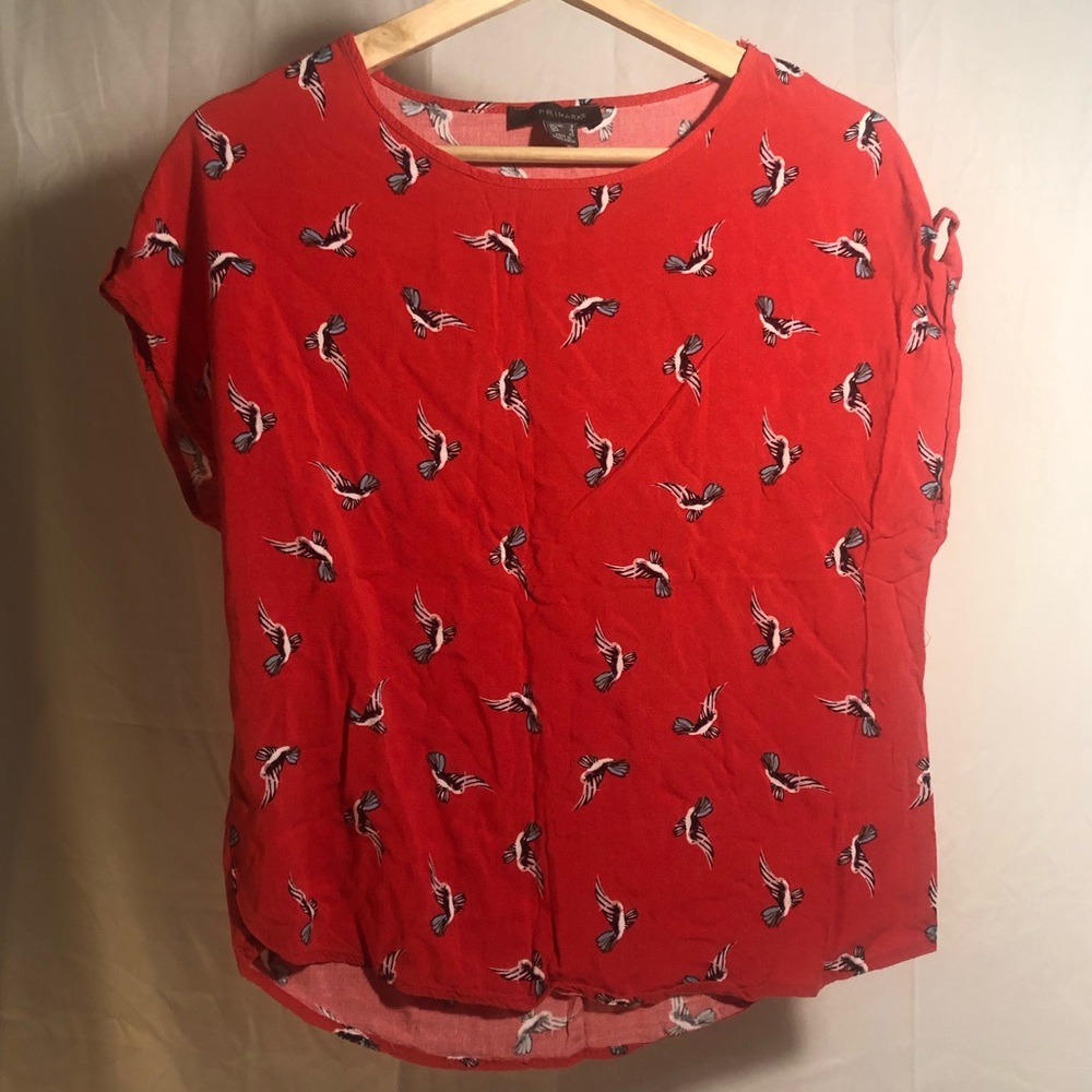 Primark red hummingbird print tee